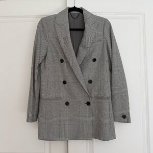 AllSaints Astrid Check Double Breasted Wool Blazer – Size US 4